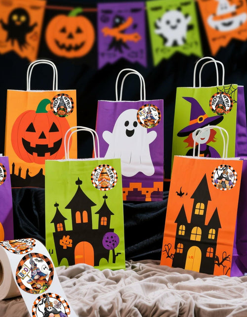 Load image into Gallery viewer, ZAEW Halloween Sticker Roll 500pcs 1.5" Round Colored Gnomes Decals
