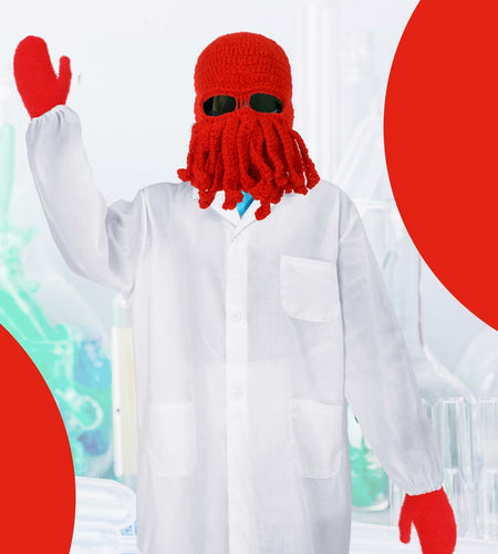 Newcotte Adult Lobster Doctor Costume Set Red White 3 Pcs