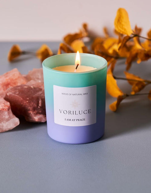 Load image into Gallery viewer, Voriluce Intention Scented Candle I AM at Peace Blue Lily 5.3oz Soy Wax
