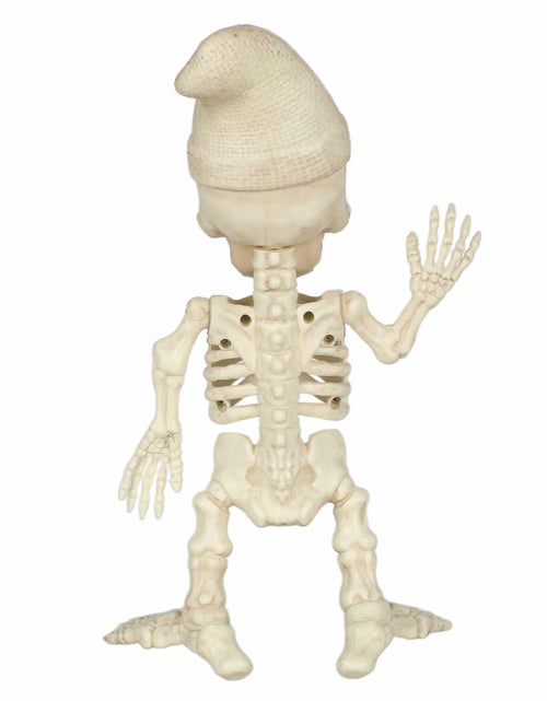 Load image into Gallery viewer, Seasons 12" Skeleton Gnome Figurine Halloween Decoration White Plastic

