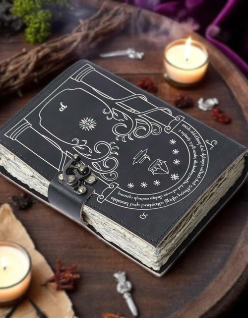 Load image into Gallery viewer, EHH Celtic Cross Leather Journal Hardcover Spell Book Vintage Diary Black

