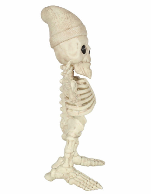 Load image into Gallery viewer, Seasons 12" Skeleton Gnome Figurine Halloween Decoration White Plastic
