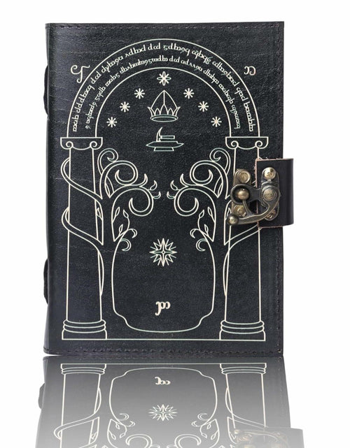 Load image into Gallery viewer, EHH Celtic Cross Leather Journal Hardcover Spell Book Vintage Diary Black
