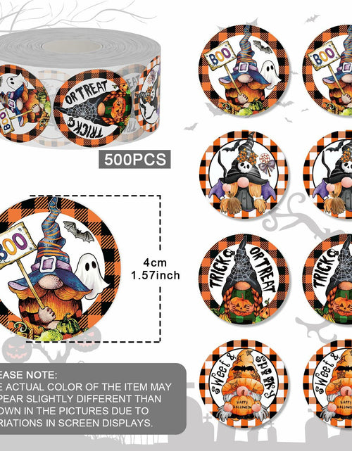Load image into Gallery viewer, ZAEW Halloween Sticker Roll 500pcs 1.5" Round Colored Gnomes Decals
