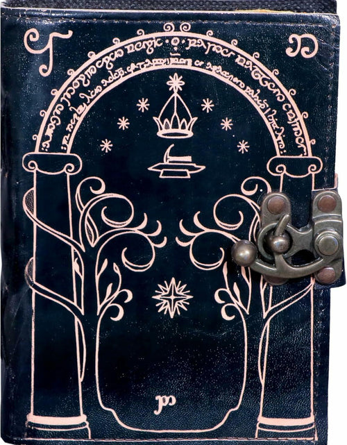 Load image into Gallery viewer, EHH Celtic Cross Leather Journal Hardcover Spell Book Vintage Diary Black
