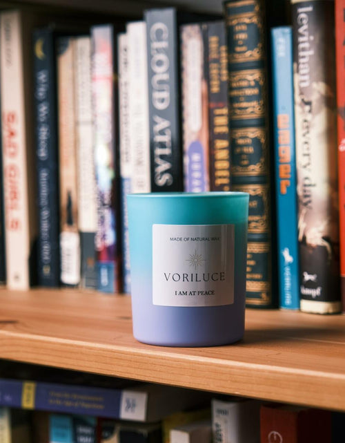 Load image into Gallery viewer, Voriluce Intention Scented Candle I AM at Peace Blue Lily 5.3oz Soy Wax
