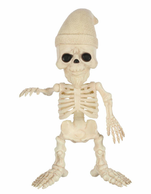 Load image into Gallery viewer, Seasons 12" Skeleton Gnome Figurine Halloween Decoration White Plastic
