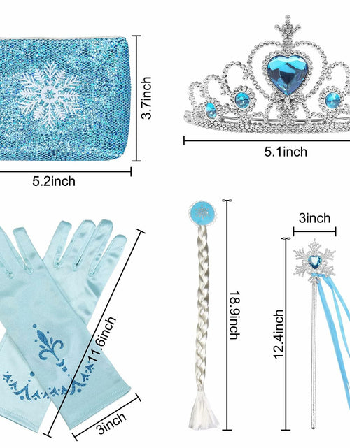 Load image into Gallery viewer, Tackview Girls Princess Costume Dress Blue with Handbag Crown Wand Size M
