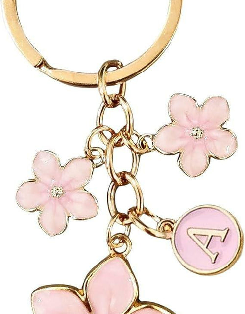 Load image into Gallery viewer, AYYSHULAN Pink Cute Enamel Flower Initial Letter Bag Charm Keychain D Free Size
