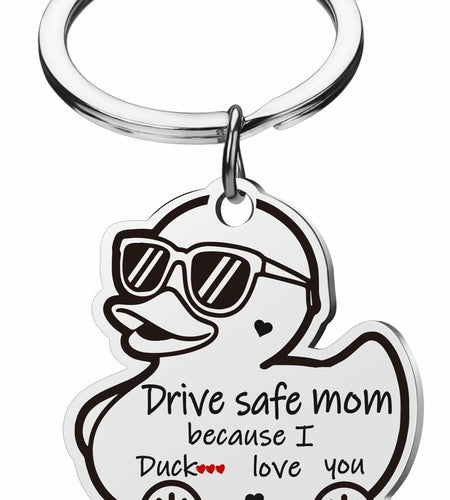 XgiftCreat Drive Safe Mom Keychain Small Letter Print Animal Pattern