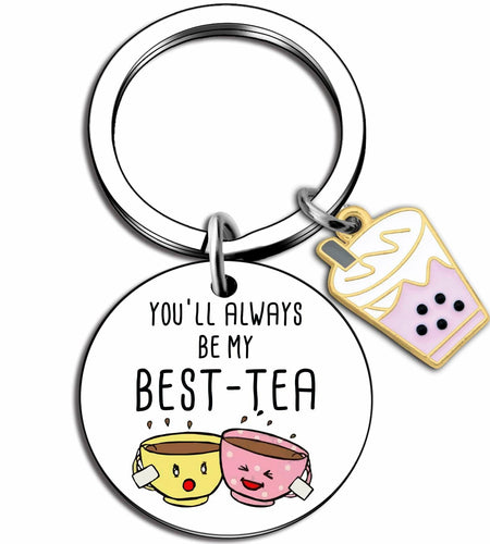 WXCATIM Best Friend Keychain Funny Friendship Gift Small Silver