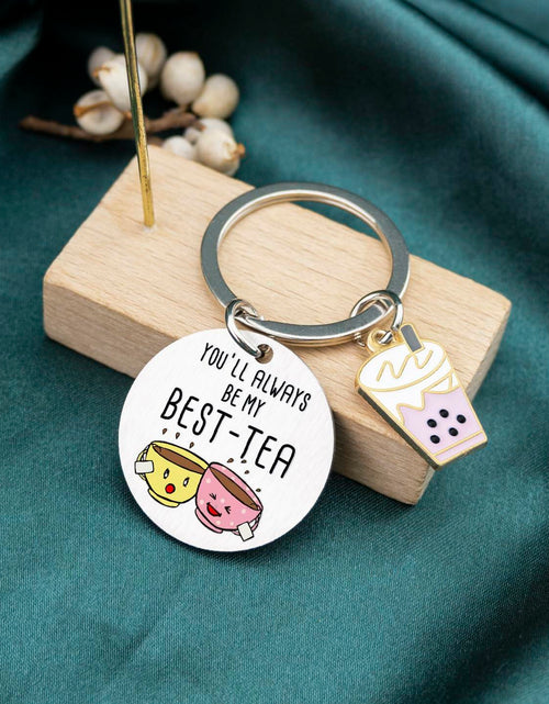 Load image into Gallery viewer, WXCATIM Best Friend Keychain Funny Friendship Gift Small Silver
