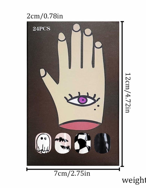Load image into Gallery viewer, Halloween Press On Nails Short Square Ghost Pumpkin Bat Black Nails
