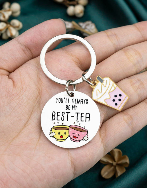 Load image into Gallery viewer, WXCATIM Best Friend Keychain Funny Friendship Gift Small Silver
