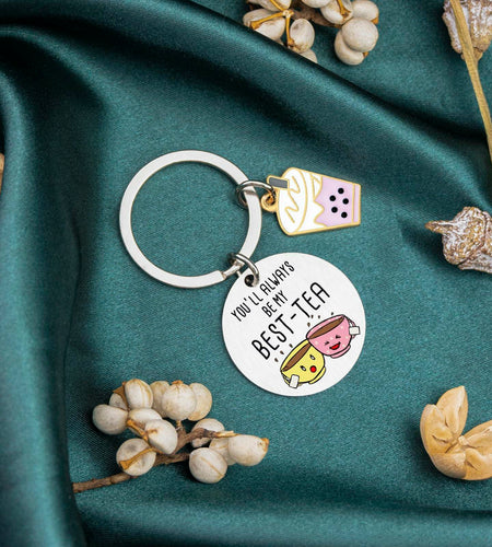 WXCATIM Best Friend Keychain Funny Friendship Gift Small Silver