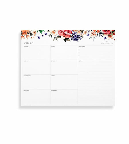 Day Designer Weekly Planning Pad w Prompts Lined Notes 10 x 8