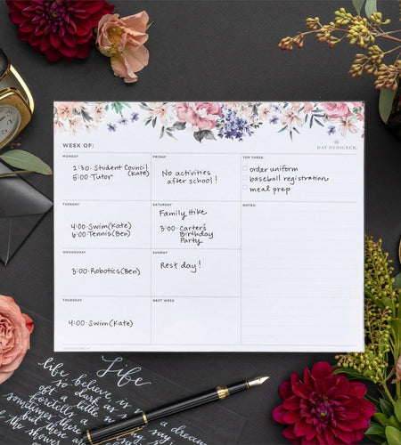 Day Designer Weekly Planning Pad w Prompts Lined Notes 10 x 8