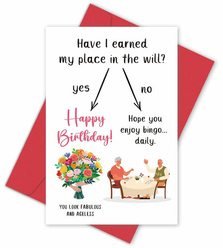 BINVASDS Funny Birthday Card for Mom Grandma Women 50th-90th Age Humor White
