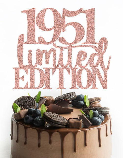 Load image into Gallery viewer, Yetxel Limited EDITION 1951 75th Birthday Cake Topper Rose Gold Glitter
