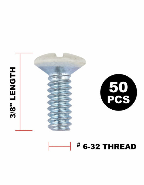 Load image into Gallery viewer, Henne Bery 3/8" 6-32 Thread Oval Head Wall Plate Screws 50 Pack Light Almond
