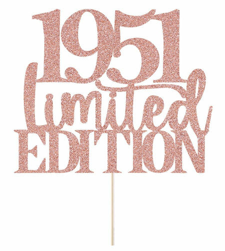 Yetxel Limited EDITION 1951 75th Birthday Cake Topper Rose Gold Glitter