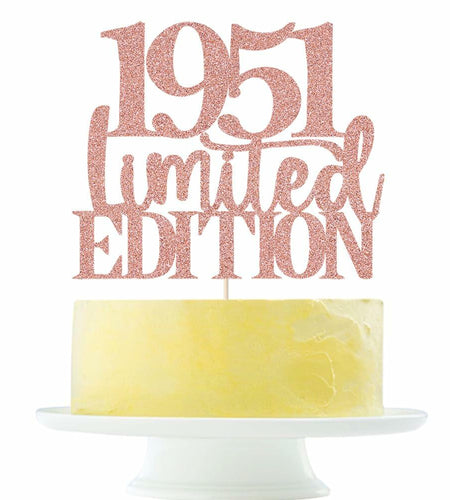 Yetxel Limited EDITION 1951 75th Birthday Cake Topper Rose Gold Glitter