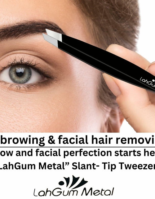 Load image into Gallery viewer, Sharp Pointy Eyebrow Tweezers Set Precision Slanted Black Facial Hair Tool
