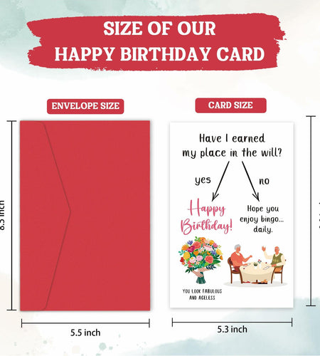BINVASDS Funny Birthday Card for Mom Grandma Women 50th-90th Age Humor White