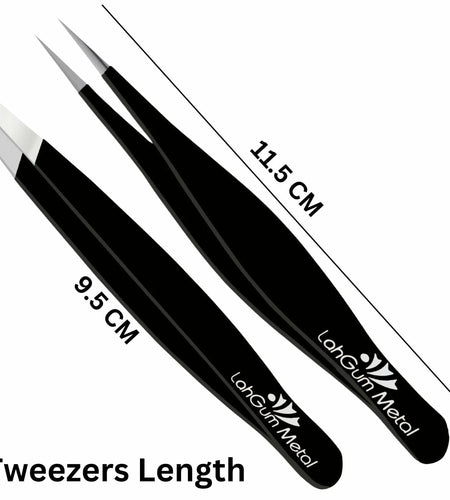 Sharp Pointy Eyebrow Tweezers Set Precision Slanted Black Facial Hair Tool
