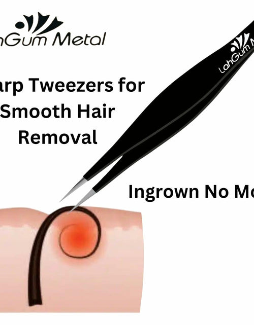 Load image into Gallery viewer, Sharp Pointy Eyebrow Tweezers Set Precision Slanted Black Facial Hair Tool
