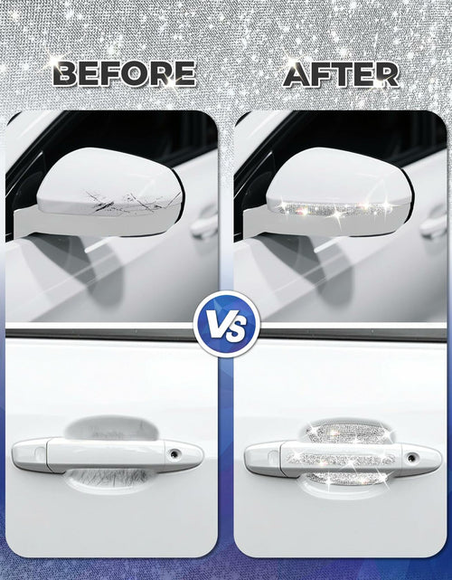Load image into Gallery viewer, MUPEAK Car Door Handle Protector 10PCS White Sparkling Rhinestone Universal
