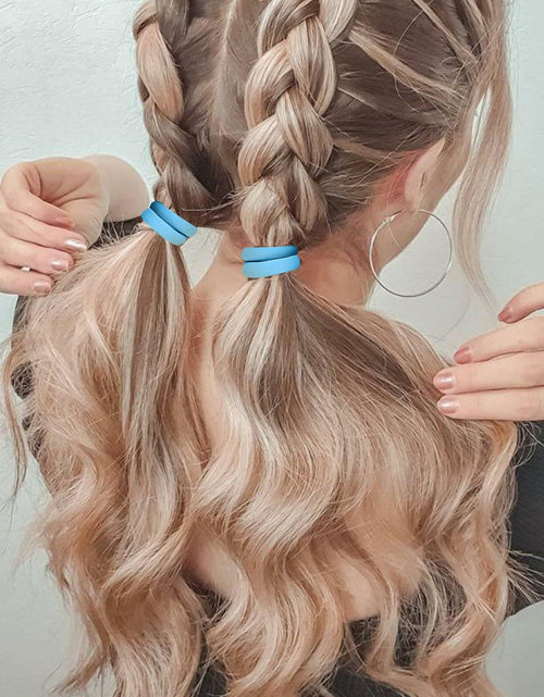 Load image into Gallery viewer, TANJY Black Hair Ties 100 Pcs Seamless Ponytail Holders Thick Hair
