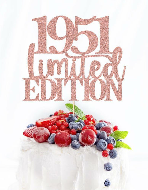 Load image into Gallery viewer, Yetxel Limited EDITION 1951 75th Birthday Cake Topper Rose Gold Glitter
