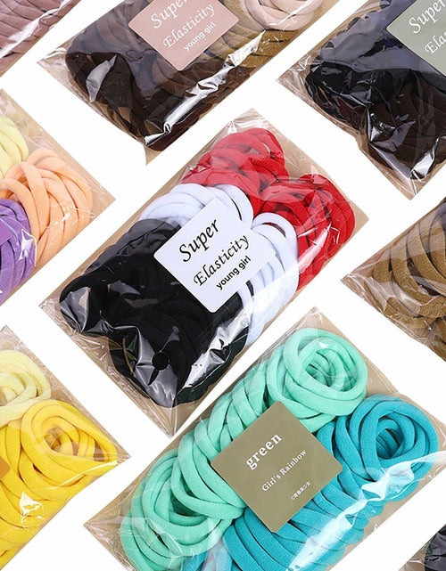 Load image into Gallery viewer, TANJY Black Hair Ties 100 Pcs Seamless Ponytail Holders Thick Hair
