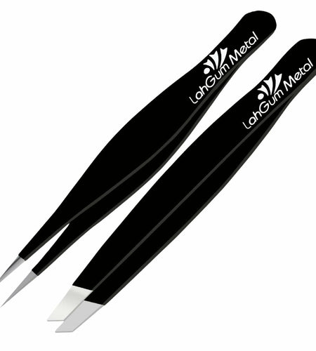 Sharp Pointy Eyebrow Tweezers Set Precision Slanted Black Facial Hair Tool