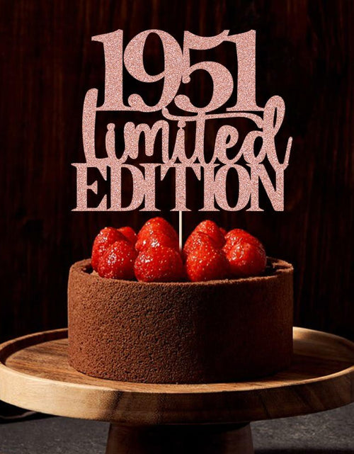 Load image into Gallery viewer, Yetxel Limited EDITION 1951 75th Birthday Cake Topper Rose Gold Glitter
