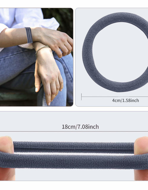 Load image into Gallery viewer, TANJY Black Hair Ties 100 Pcs Seamless Ponytail Holders Thick Hair
