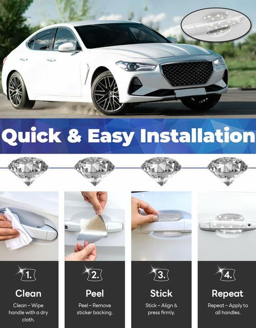 Load image into Gallery viewer, MUPEAK Car Door Handle Protector 10PCS White Sparkling Rhinestone Universal
