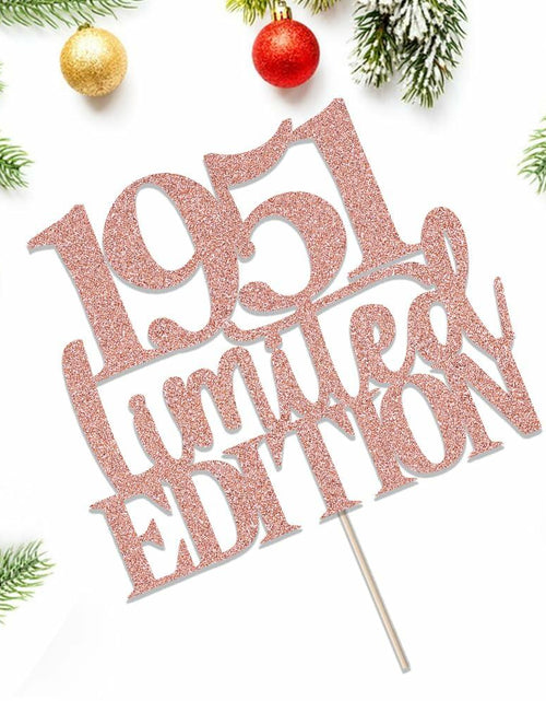 Load image into Gallery viewer, Yetxel Limited EDITION 1951 75th Birthday Cake Topper Rose Gold Glitter
