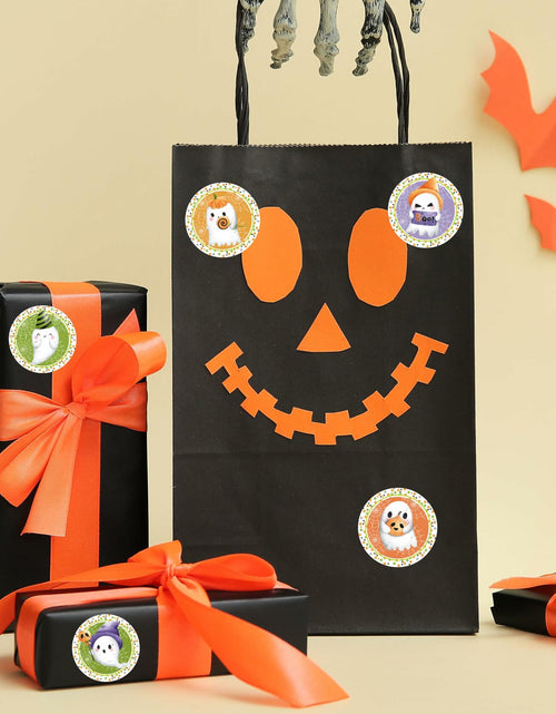 Load image into Gallery viewer, ZAEW Halloween Sticker Roll 500pcs 1.5" Colored Ghosts Round Decals
