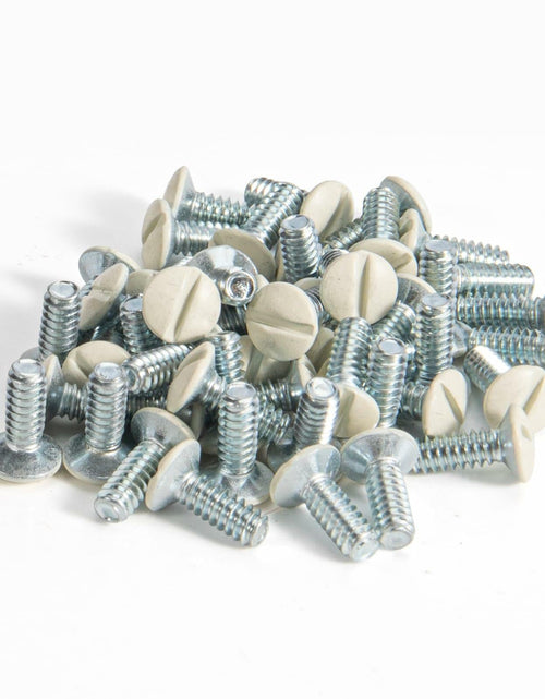 Load image into Gallery viewer, Henne Bery 3/8" 6-32 Thread Oval Head Wall Plate Screws 50 Pack Light Almond
