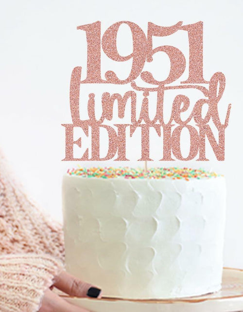 Load image into Gallery viewer, Yetxel Limited EDITION 1951 75th Birthday Cake Topper Rose Gold Glitter
