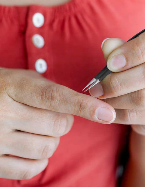 Load image into Gallery viewer, Sharp Pointy Eyebrow Tweezers Set Precision Slanted Black Facial Hair Tool
