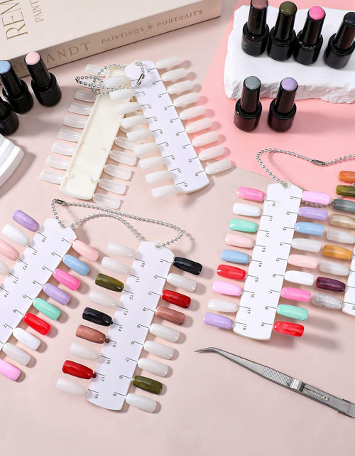 Load image into Gallery viewer, Qulkws 6 Sets 216 Tips Clear Double Layer Nail Color Swatch Practice Chart
