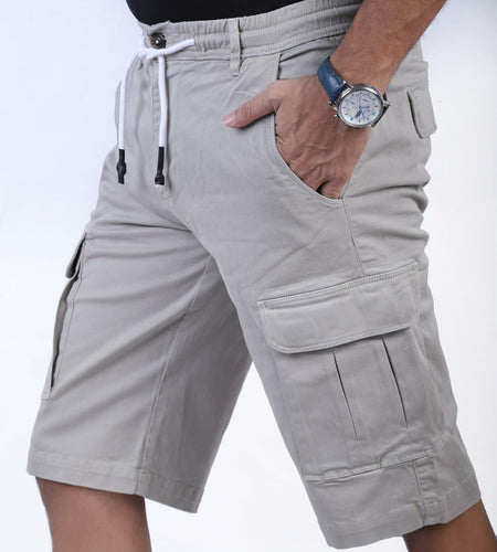 CHARBONNIER Men's Cargo Shorts Performance Series 100% Cotton LT Grey Size 38