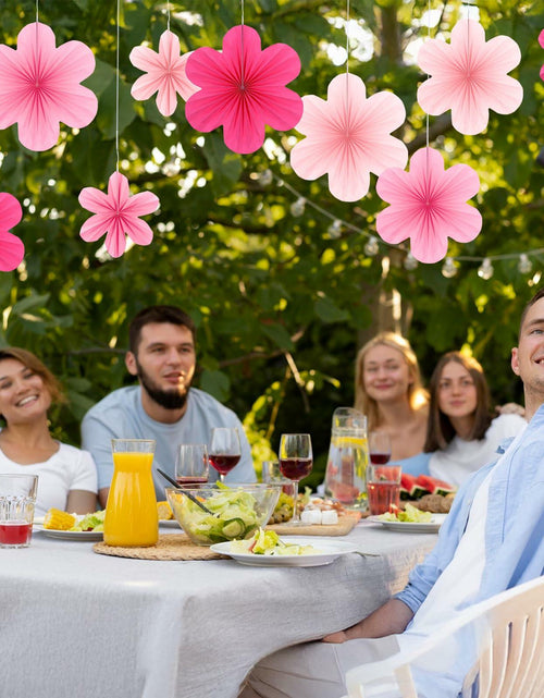 Load image into Gallery viewer, Telooco 9Pcs Pink Paper Fans &amp; Flowers Party Decorations Hanging Set
