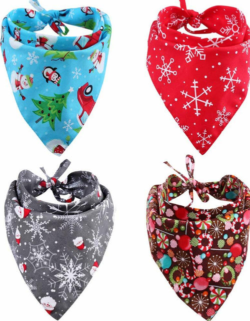 Load image into Gallery viewer, KZHAREEN 4 Pack Christmas Dog Bandana Reversible Cotton Multicolor Large
