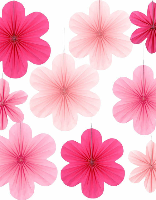 Load image into Gallery viewer, Telooco 9Pcs Pink Paper Fans &amp; Flowers Party Decorations Hanging Set

