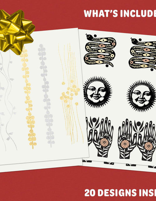 Load image into Gallery viewer, Tattly Metallic Festival Temporary Tattoos 20 Pieces Skin-Safe Vegan Ink
