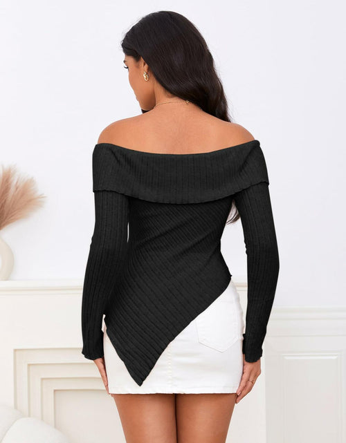 Load image into Gallery viewer, MakeMeChic Y2K Off Shoulder Long Sleeve Knit Top Black Size S
